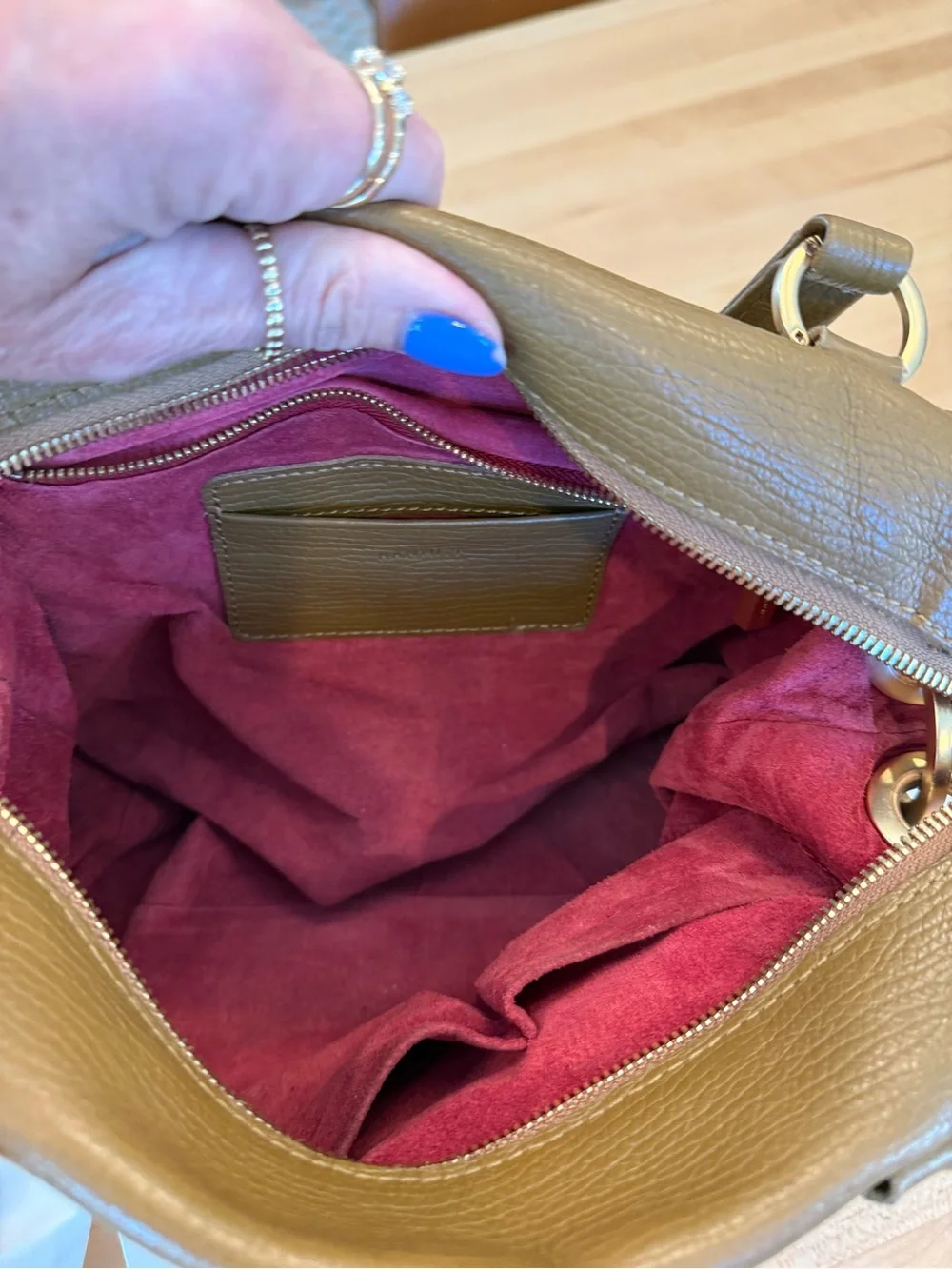 Hammitt Mahogany Pebble Leather Satchel with Gold Hardware